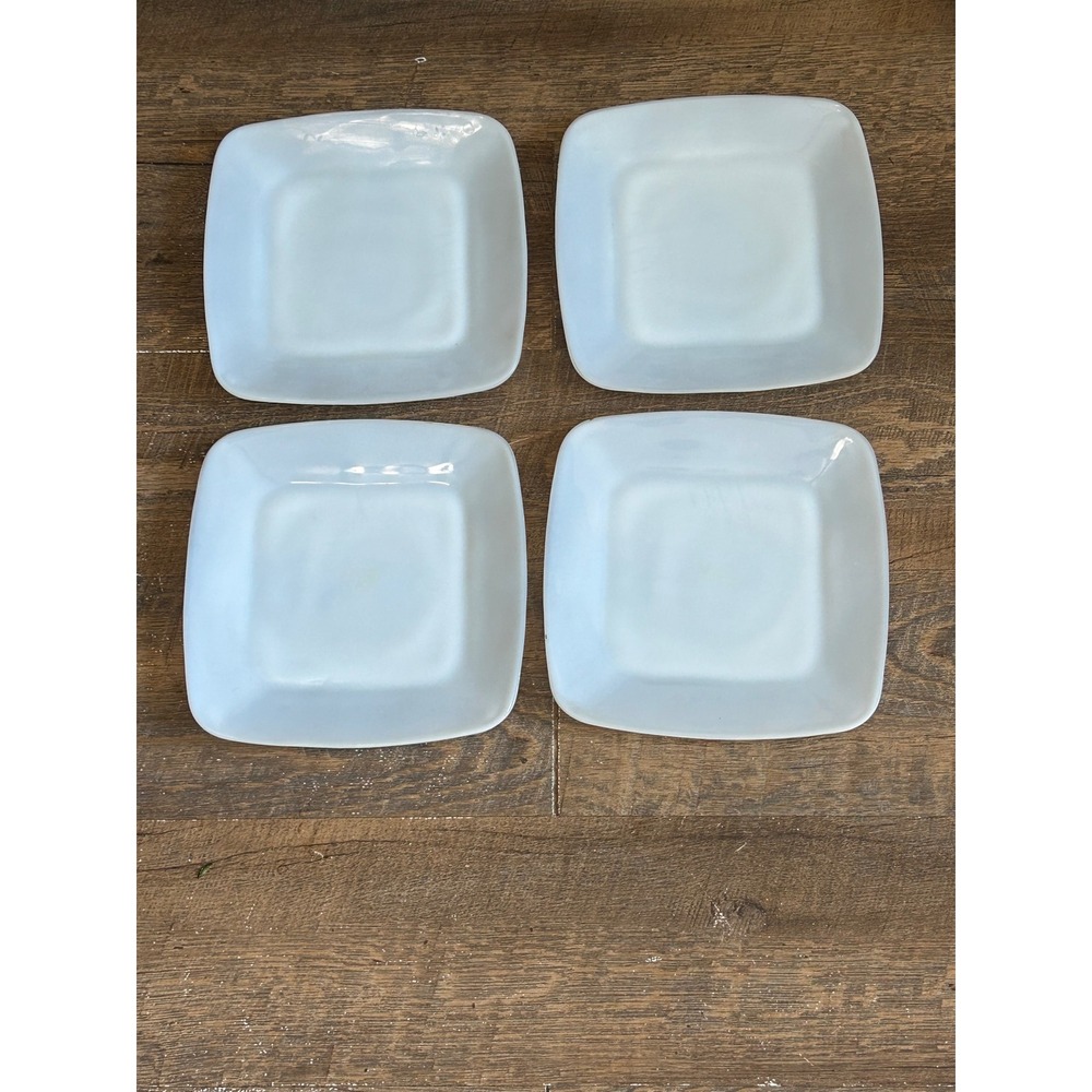 Vintage Fire King Delphite Blue Azurite Charm Square Plates Set of 4 MCM 6.75"